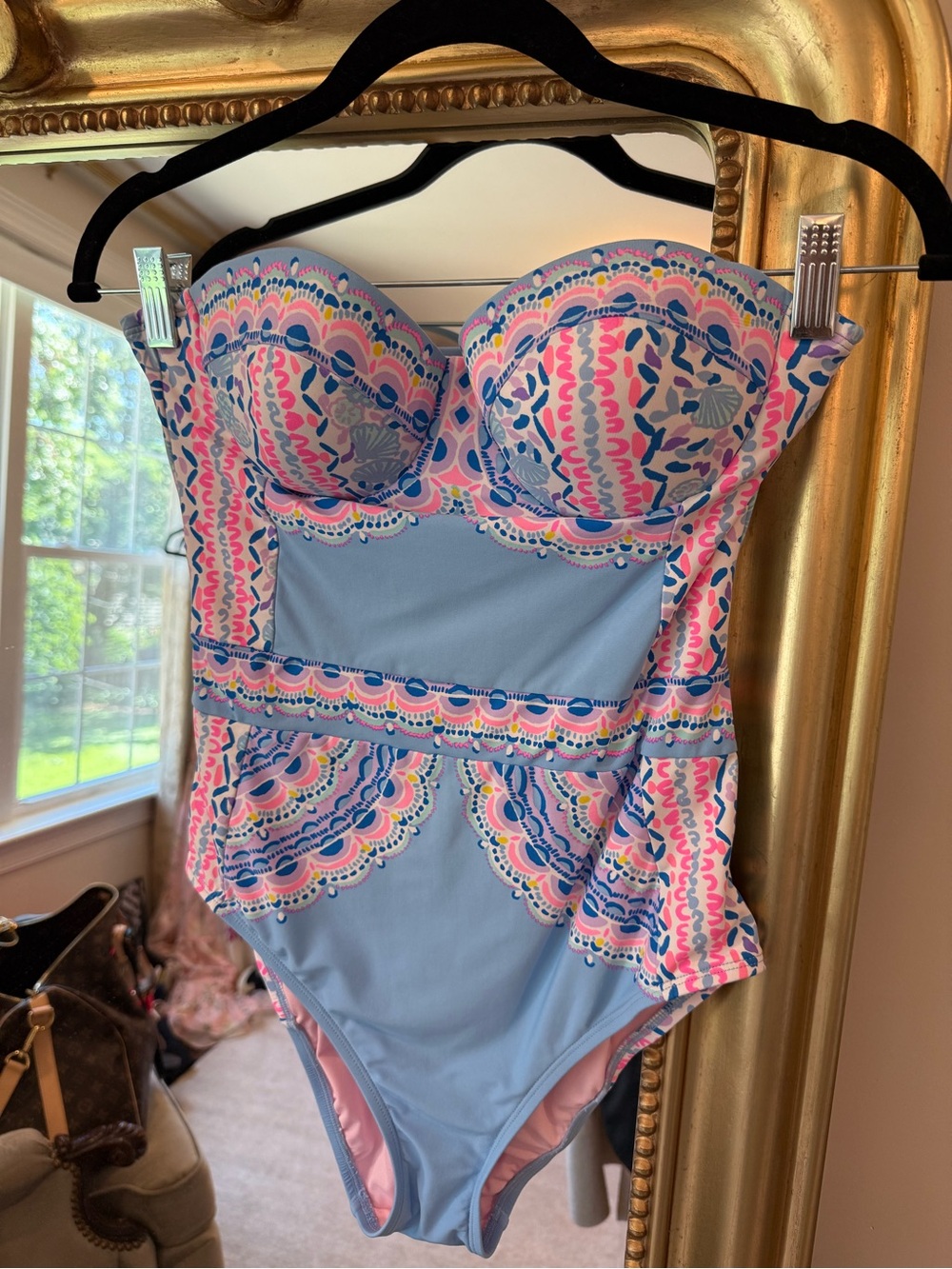 Lily Pulitzer' Blue & Pink Patterned One-Piece Swimsuit